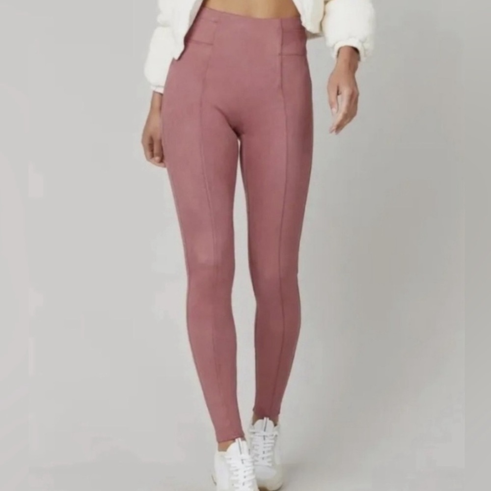 Spanx Faux Suede Rich Rose Leggings Size Small Petite Women